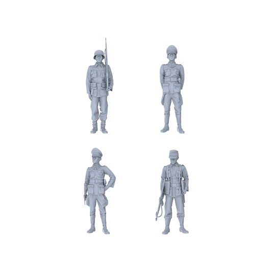 Yao's Studio LYTR058  Standing German Army Resin Miniature 4-Person Set, World War II Miniature Soldiers, Military Model Accessories, Handmade 1set