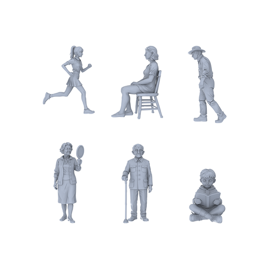 Yao's Studio LYTR095 Modern Family Daily Scene Resin Miniature Model 6-Figure Set - All-Age Family Members Unpainted DIY Model Painting Family Scene Decor 1set