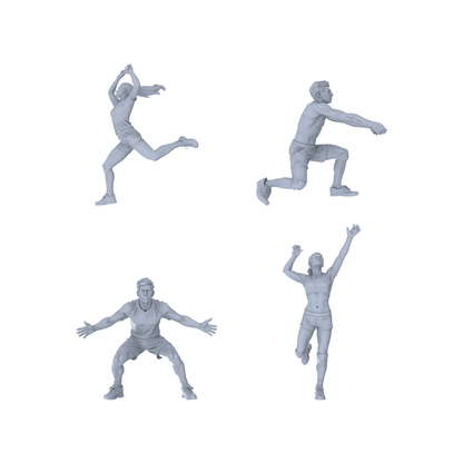 Yao's Studio LYTR147  Volleyball Scene Resin Miniature Model 4-Figure Set, Unpainted Volleyball Player Figures, DIY Painting Sports Scene Decoration 1set