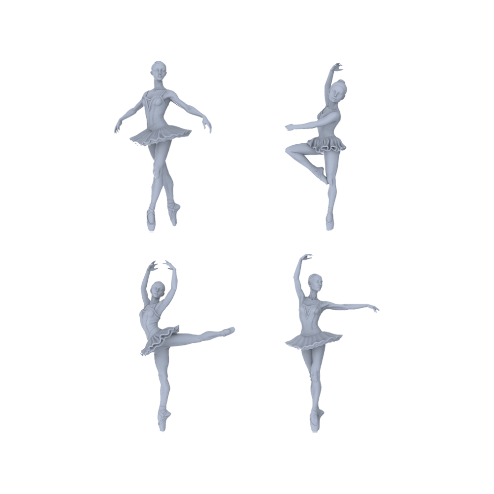 Yao's Studio LYTR152 Ballet Dancer Resin Miniature Model 4-Figure Set, Unpainted Ballerina Figures, DIY Painting Dance Scene Decoration Miniatures Diorama Resin Figures