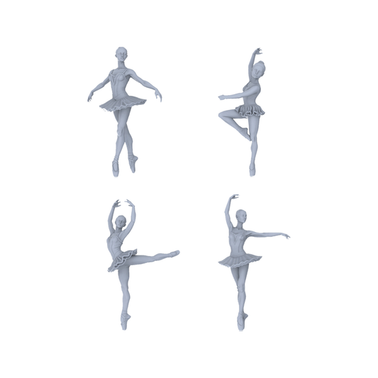 Yao's Studio LYTR152 Ballet Dancer Resin Miniature Model 4-Figure Set, Unpainted Ballerina Figures, DIY Painting Dance Scene Decoration Miniatures Diorama Resin Figures