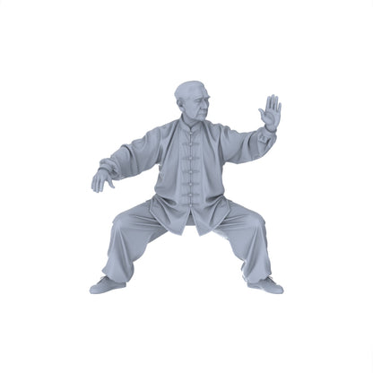 Yao's Studio LYTR153  Tai Chi Practitioners Resin Miniature Model 4-Figure Set, Unpainted Elderly Tai Chi Figures, DIY Painting Wellness Scene Decoration Miniatures Diorama Resin Figures