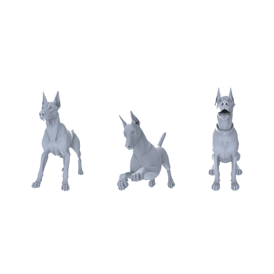 Yao's Studio LYTR154 Doberman Pinscher Resin Miniature Model 3-Figure Set, Unpainted Pet Dog Figures, DIY Painting Scene Decoration Miniatures Diorama Resin Figures