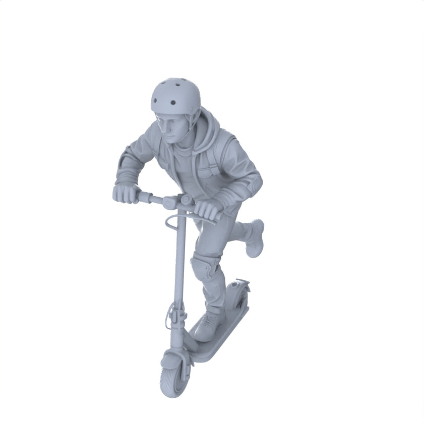 Yao's Studio LYTR157  E-scooter Riders Resin Miniature Model 3-Figure Set, Unpainted E-scooter Figures, DIY Painting Street Scene Decoration Miniatures Diorama Resin Figures