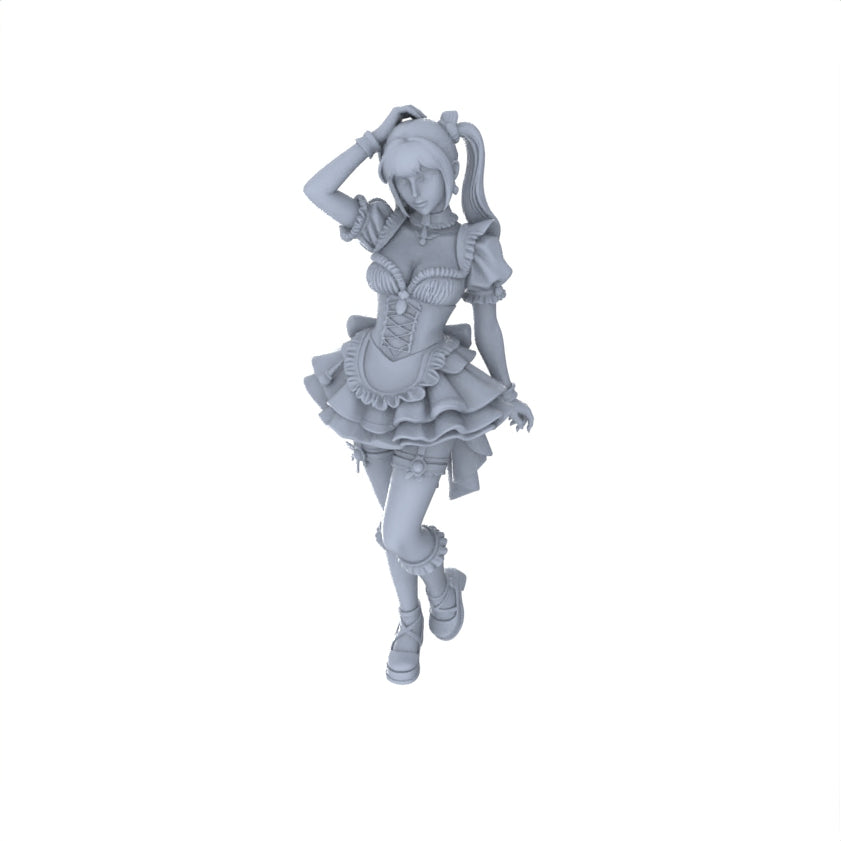 Yao's Studio LYTR158 Maid-styled Girls Resin Miniature Model 6-Figure Set, Unpainted Anime-style Figures, DIY Painting Scene Decoration Miniatures Diorama Resin Figures