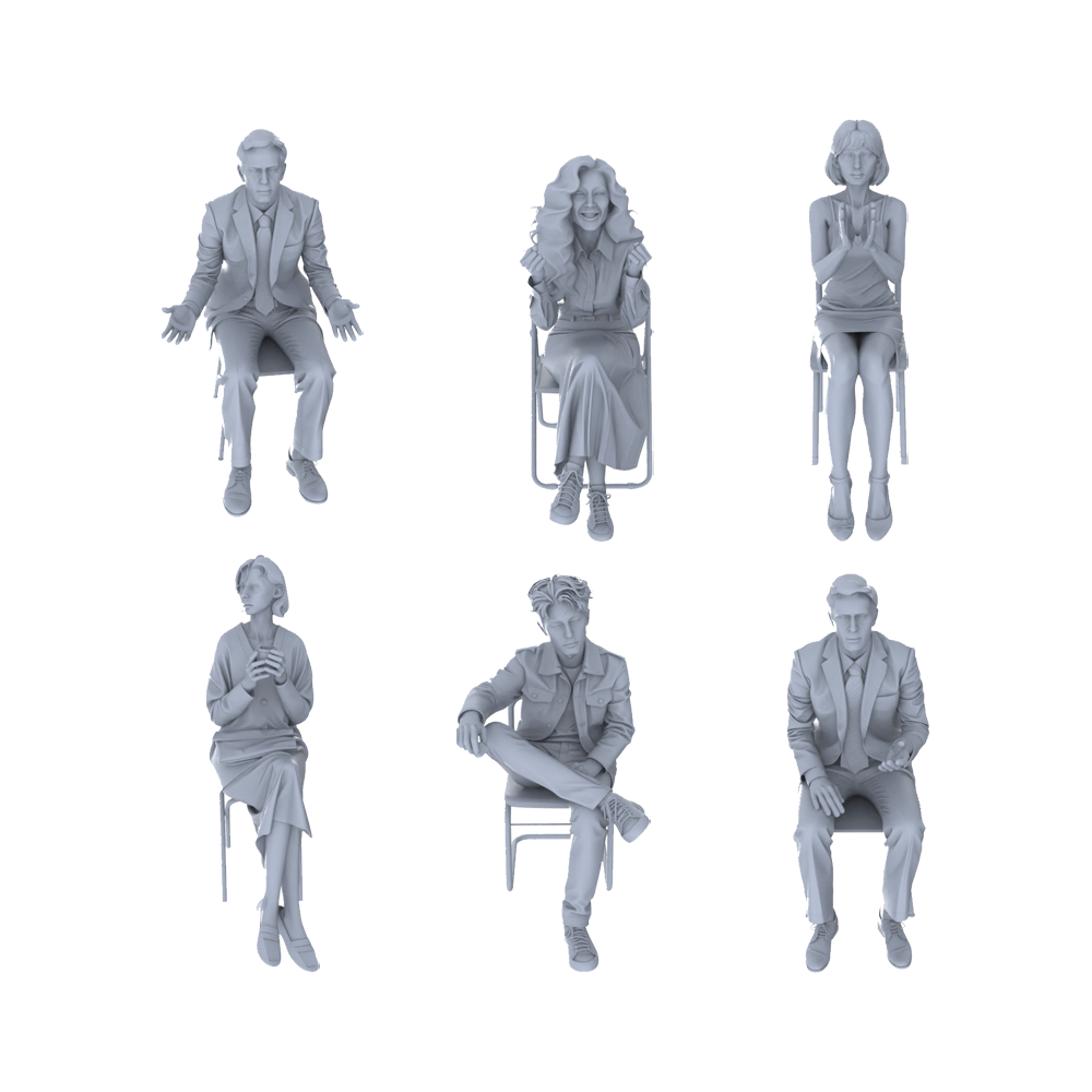 Yao's Studio LYTR159 Mahjong Scene Seated Characters Resin Miniature Model 6-Figure Set, Unpainted Chess And Card Leisure Figures, DIY Painting Scene Decoration Miniatures Diorama Resin Figures