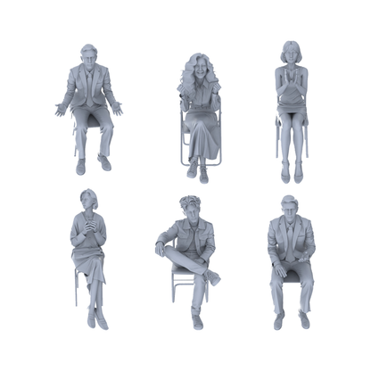 Yao's Studio LYTR159 Mahjong Scene Seated Characters Resin Miniature Model 6-Figure Set, Unpainted Chess And Card Leisure Figures, DIY Painting Scene Decoration Miniatures Diorama Resin Figures
