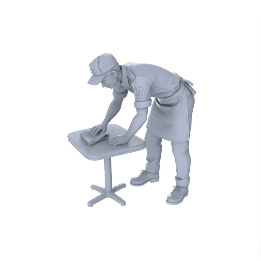 Yao's Studio LYTR160 Food Service Staff Resin Miniature Model 4-Figure Set, Unpainted Restaurant Worker Figures, DIY Painting Scene Decoration Miniatures Diorama Resin Figures