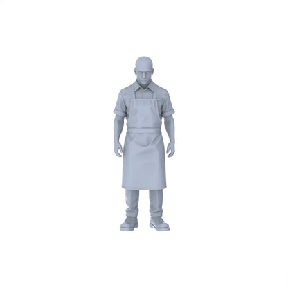 Yao's Studio LYTR160 Food Service Staff Resin Miniature Model 4-Figure Set, Unpainted Restaurant Worker Figures, DIY Painting Scene Decoration Miniatures Diorama Resin Figures