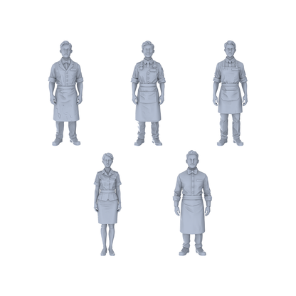 Yao's Studio LYTR253 5-Piece Unpainted Miniature Service People Figurines Perfect for Street Scene & Sand Table Building Miniatures Diorama Resin Figures