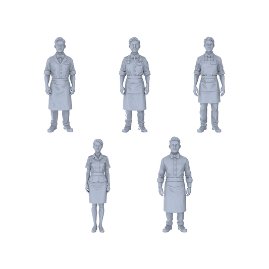 Yao's Studio LYTR253 5-Piece Unpainted Miniature Service People Figurines Perfect for Street Scene & Sand Table Building Miniatures Diorama Resin Figures