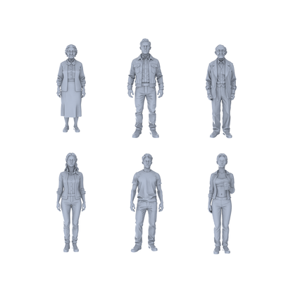 Yao's Studio LYTR254  6-Piece Unpainted Miniature Daily People Figurines Perfect for Street Scene & Sand Table Miniatures Diorama Resin Figures