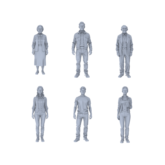 Yao's Studio LYTR254  6-Piece Unpainted Miniature Daily People Figurines Perfect for Street Scene & Sand Table Miniatures Diorama Resin Figures