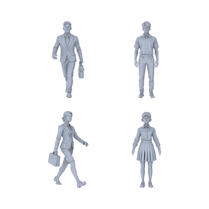 Yao's Studio LYTR255 Unpainted Miniature Commuter & Student 4-Piece Set Ideal for Diorama & Sand Table Customization
 Miniatures Diorama Resin Figures
