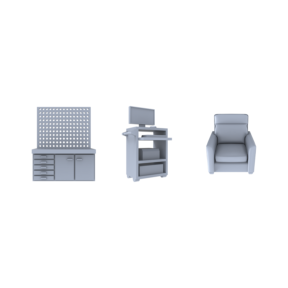 MRY-SFW LYTS202 model car garage accessories resin white film perforated board workbench wheeled computer cabinet single-person sofa model car accessories handicraft accessories