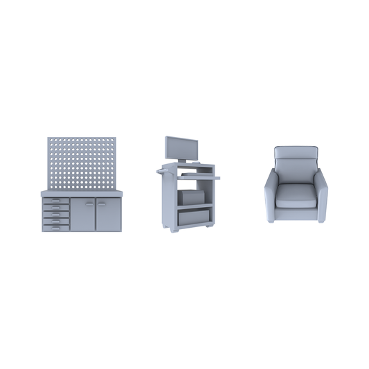 MRY-SFW LYTS202 model car garage accessories resin white film perforated board workbench wheeled computer cabinet single-person sofa model car accessories handicraft accessories