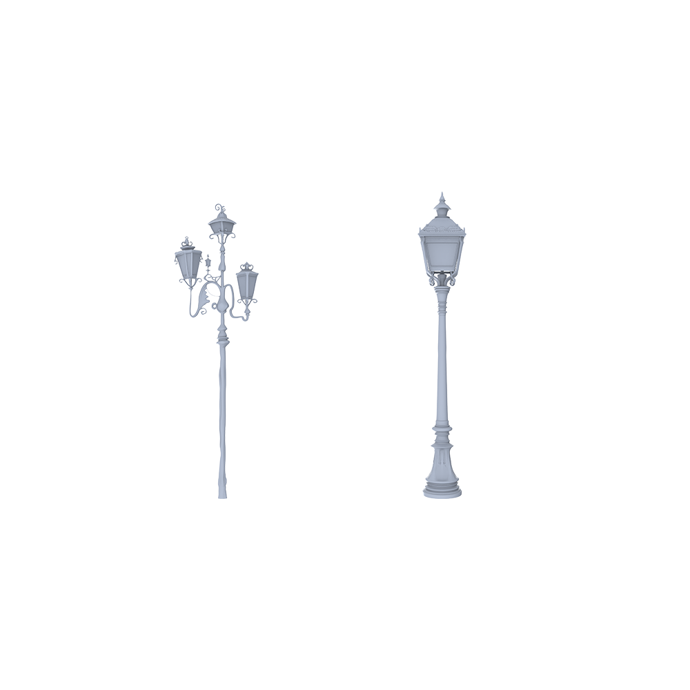 MRY-SFW LYTS209 Realistic Unpainted Model Kit Two Styles of Vintage Street Lamps for Diorama Enthusiasts