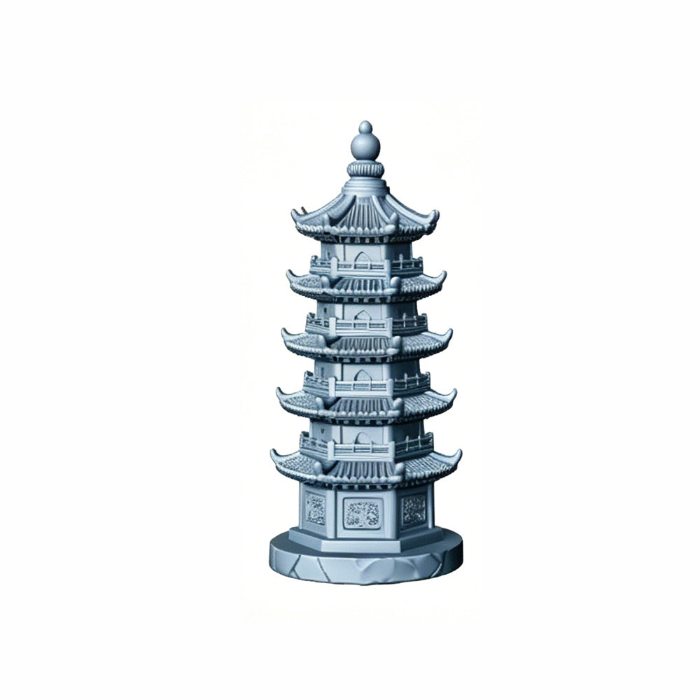 MRY-SFW LYTS507 3D Printed Chinese Pagoda Set, Miniature Model Ancient Architecture Diorama Accessories