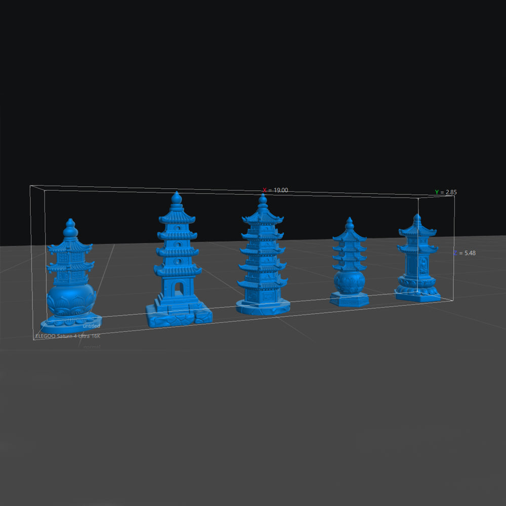 MRY-SFW LYTS507 3D Printed Chinese Pagoda Set, Miniature Model Ancient Architecture Diorama Accessories