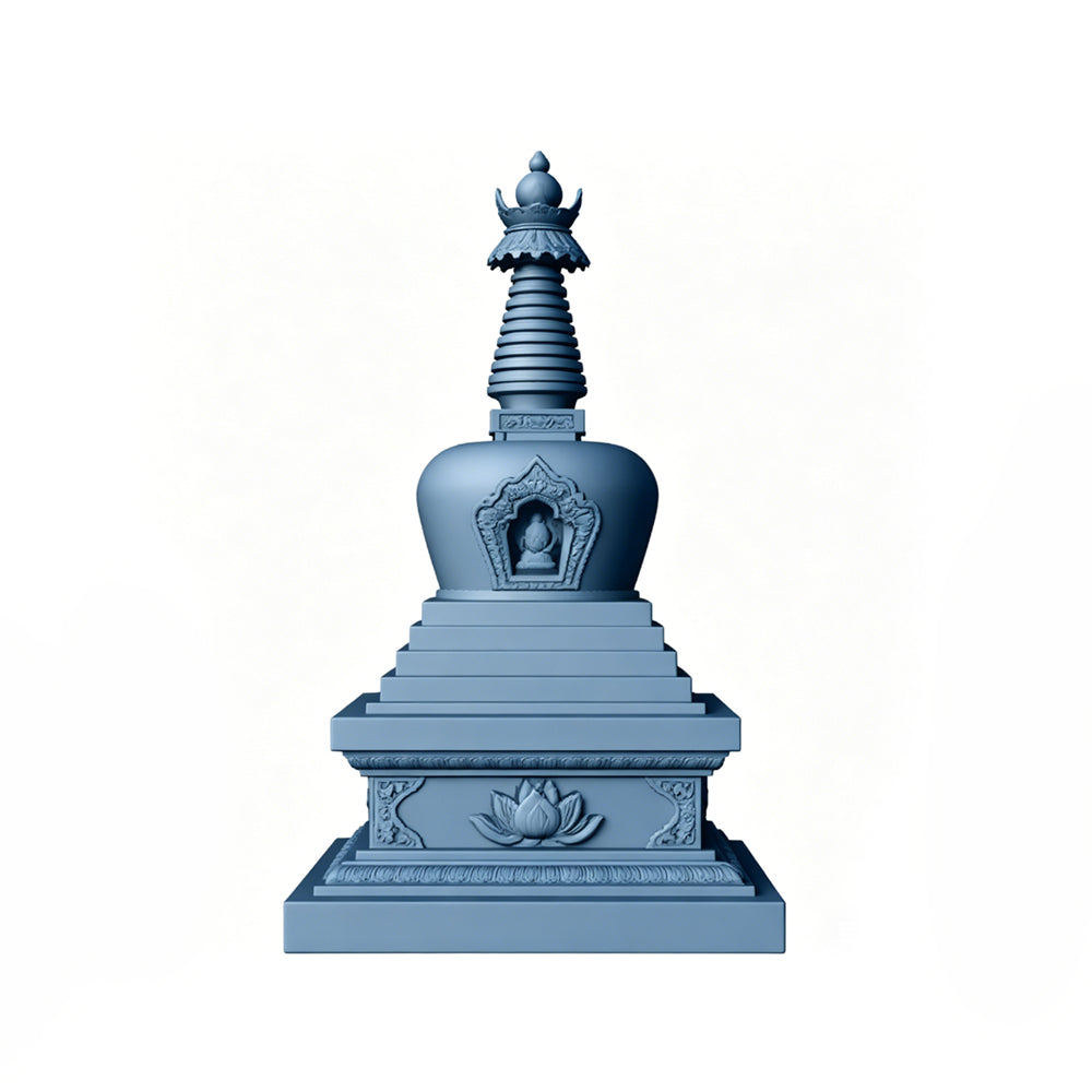 MRY-SFW LYTS508 3D Printed Chinese Tibetan Stupa Set, Unpainted White Resin, Miniature Model Ancient Architecture Garden Diorama Accessories