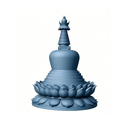 MRY-SFW LYTS508 3D Printed Chinese Tibetan Stupa Set, Unpainted White Resin, Miniature Model Ancient Architecture Garden Diorama Accessories