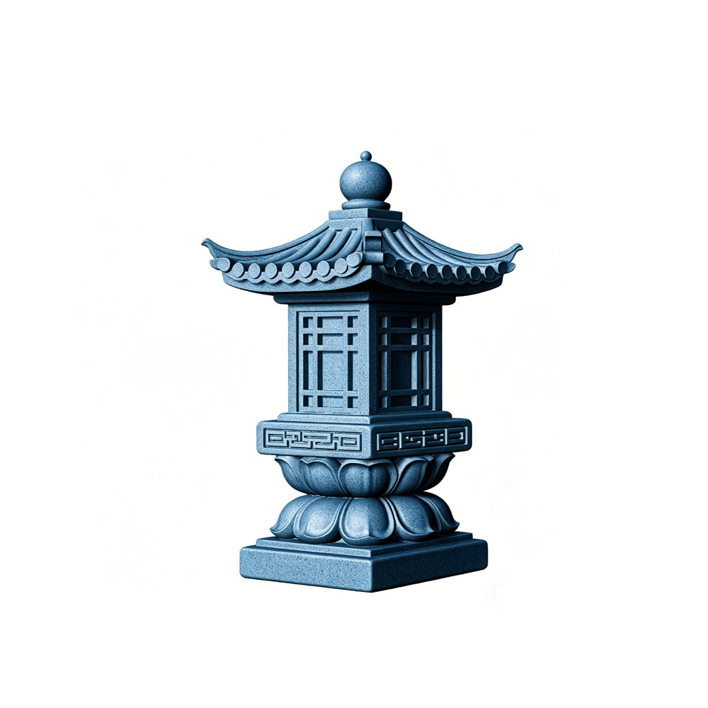 MRY-SFW LYTS509 3D Printed Chinese Stone Lantern Set, Unpainted White Resin, Miniature Ancient Architecture Garden Diorama Accessories