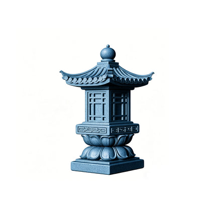MRY-SFW LYTS509 3D Printed Chinese Stone Lantern Set, Unpainted White Resin, Miniature Ancient Architecture Garden Diorama Accessories