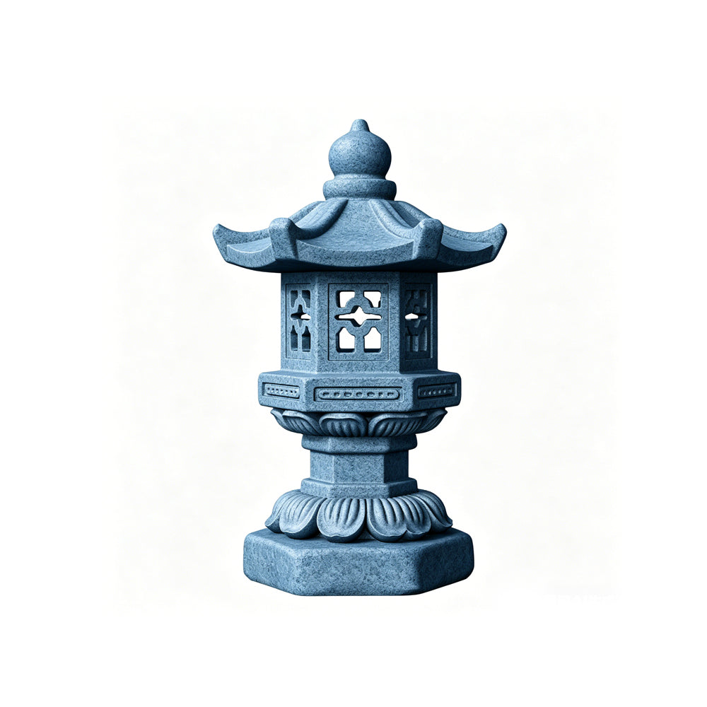 MRY-SFW LYTS509 3D Printed Chinese Stone Lantern Set, Unpainted White Resin, Miniature Ancient Architecture Garden Diorama Accessories