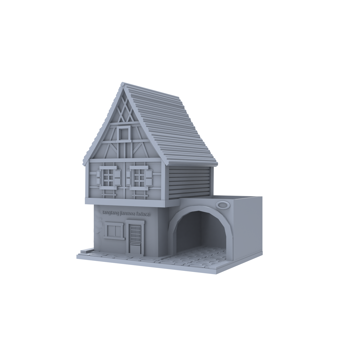 MRY-SFW LYTS192 Retro Half-Timbered Cottage with Archway Courtyard - Miniature Scene Building Prop, Dollhouse & Figurine Display Accessory, DIY Architecture Model, Desktop Scene Ornament