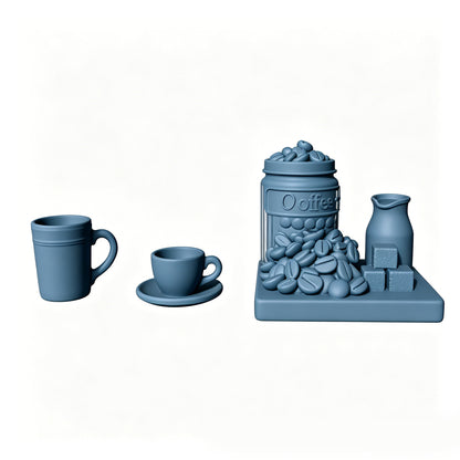 MRY-SFW LYTS506 3D Printed Coffee Corner Scene Set, Coffee Bean Jar & Pitcher Miniature Diorama Accessories