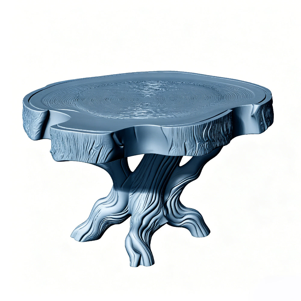 MRY-SFW LYTS511 3D Printed Tree Stump Table & Stool Set, Unpainted White Resin, Miniature Garden Diorama Accessories