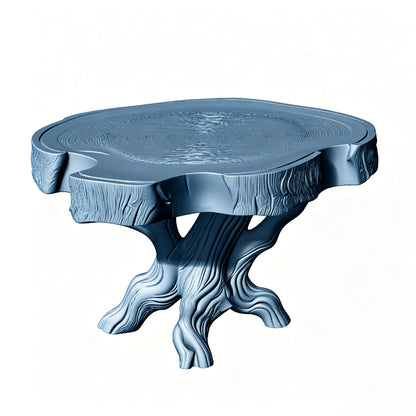 MRY-SFW LYTS511 3D Printed Tree Stump Table & Stool Set, Unpainted White Resin, Miniature Garden Diorama Accessories