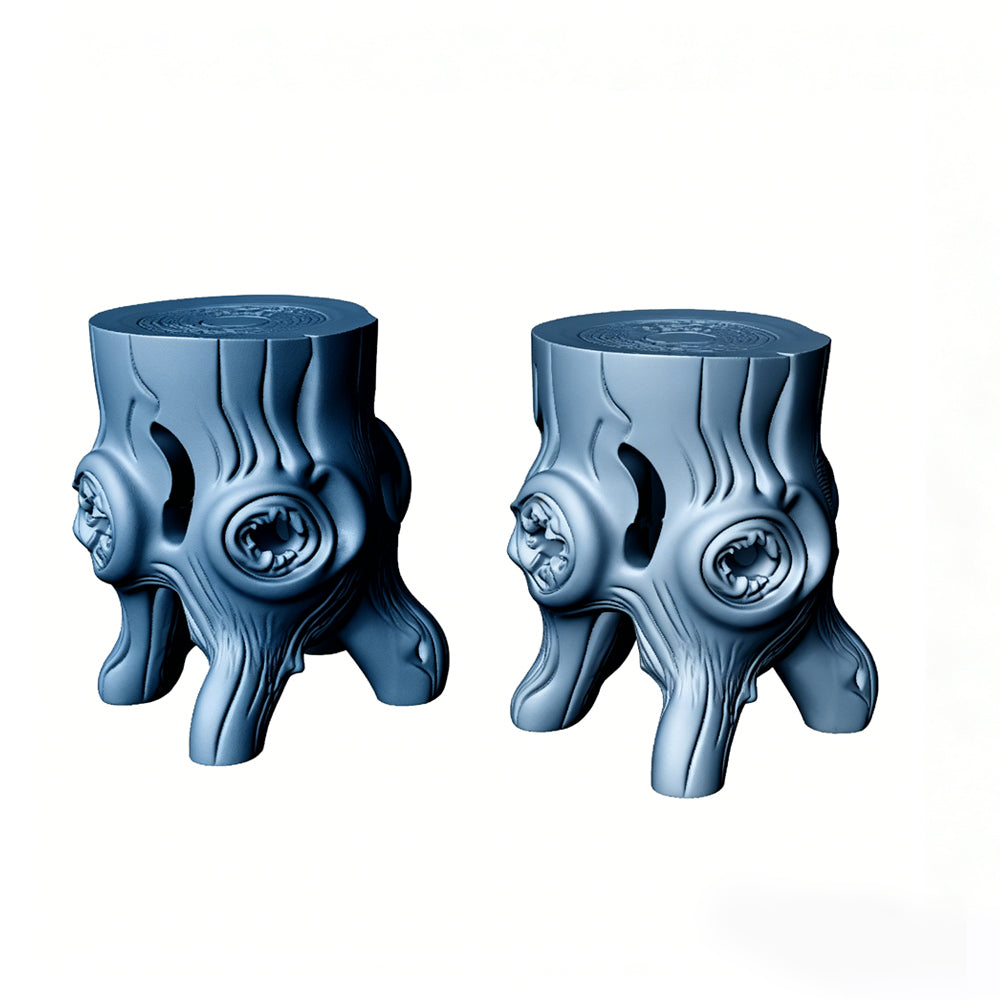 MRY-SFW LYTS511 3D Printed Tree Stump Table & Stool Set, Unpainted White Resin, Miniature Garden Diorama Accessories