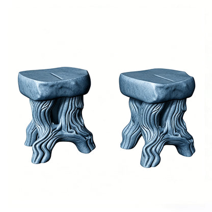 MRY-SFW LYTS511 3D Printed Tree Stump Table & Stool Set, Unpainted White Resin, Miniature Garden Diorama Accessories