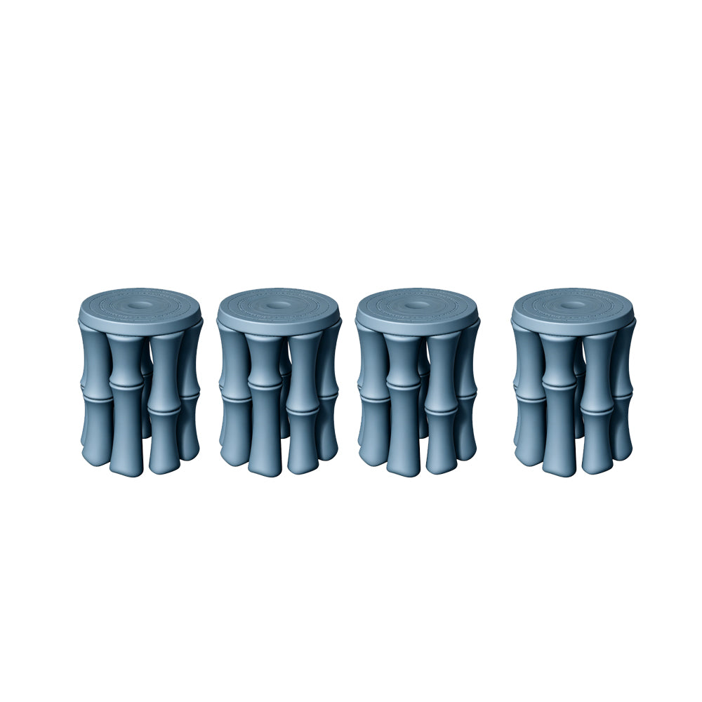 MRY-SFW LYTS512 3D Printed Chinese Bamboo-Style Table & Stool Set, Unpainted White Resin, Miniature Ancient Architecture Garden Diorama Accessories