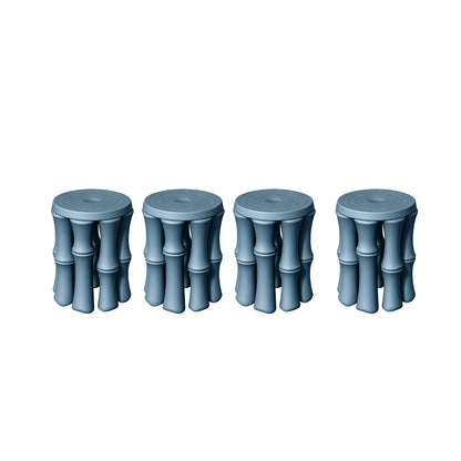 MRY-SFW LYTS512 3D Printed Chinese Bamboo-Style Table & Stool Set, Unpainted White Resin, Miniature Ancient Architecture Garden Diorama Accessories