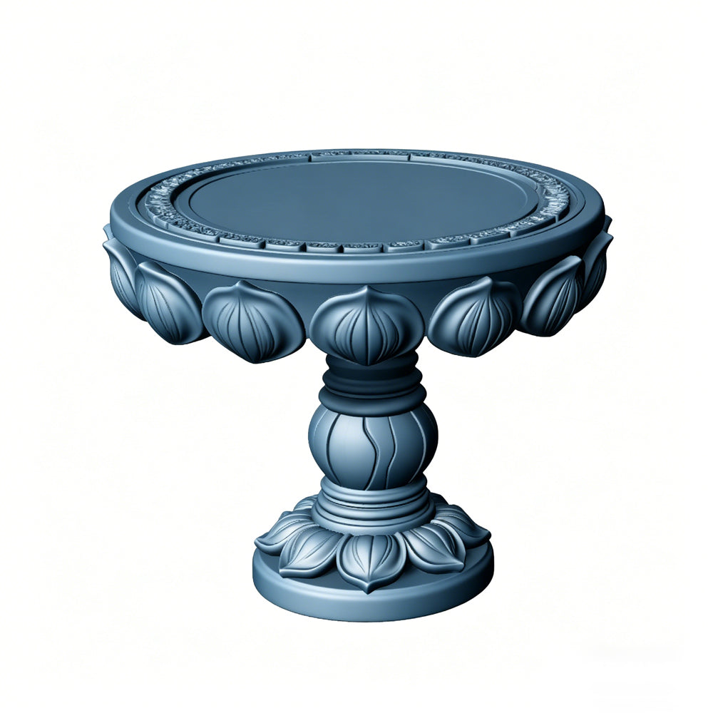 MRY-SFW LYTS513 3D Printed Chinese Lotus Table & Stool Set, Unpainted White Resin, Miniature Ancient Architecture Garden Diorama Accessories
