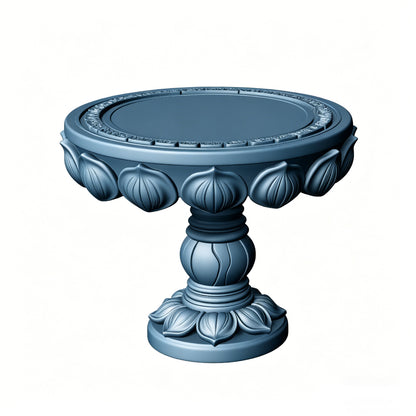 MRY-SFW LYTS513 3D Printed Chinese Lotus Table & Stool Set, Unpainted White Resin, Miniature Ancient Architecture Garden Diorama Accessories