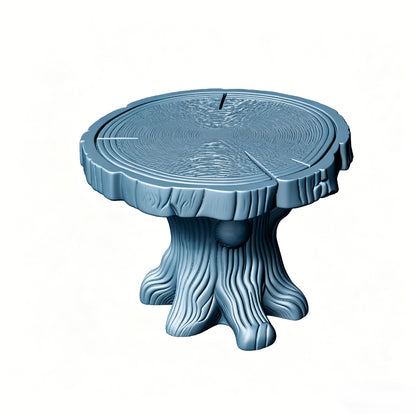 MRY-SFW LYTS514 3D Printed Tree Stump Table & Stool Set, Unpainted White Resin, Miniature Nature Garden Diorama Accessories