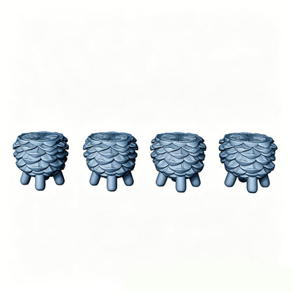 MRY-SFW LYTS517 3D Printed Pine Cone Shaped Table & Stool Set, Unpainted White Resin, Miniature Nature Garden Diorama Accessories