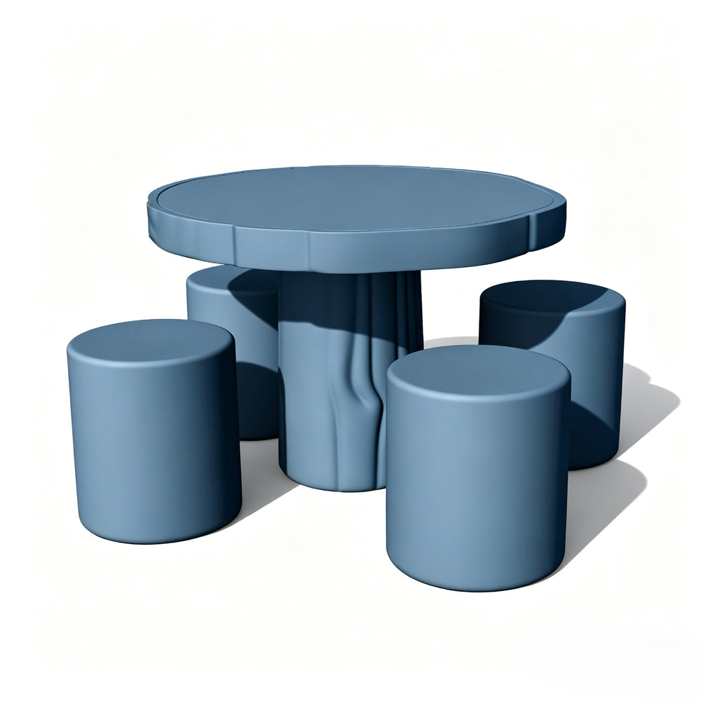 MRY-SFW LYTS520 3D Printed Modern Minimalist Tree Stump Round Table & Stool Set, Unpainted White Resin, Miniature Diorama Scene Accessories