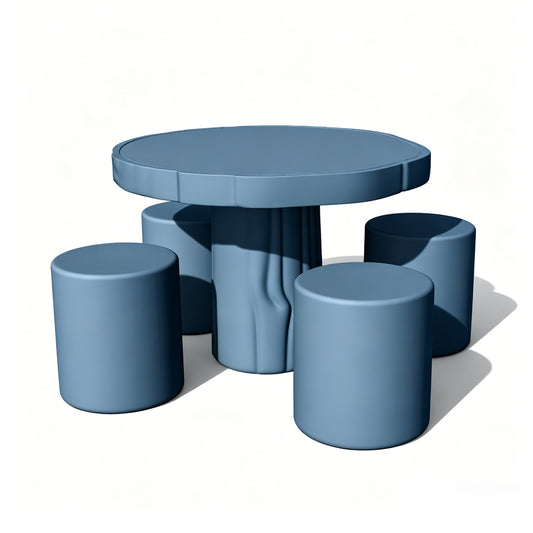 MRY-SFW LYTS520 3D Printed Modern Minimalist Tree Stump Round Table & Stool Set, Unpainted White Resin, Miniature Diorama Scene Accessories