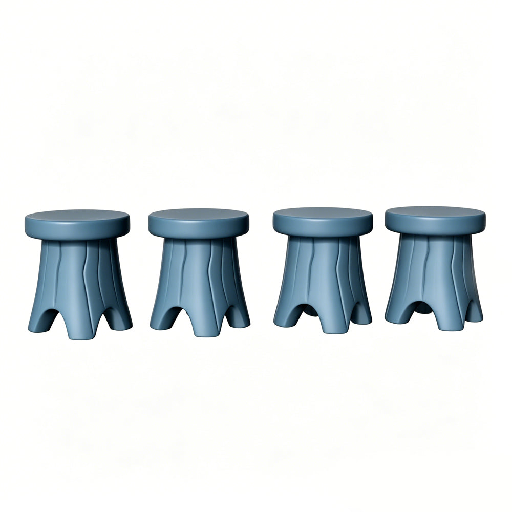 MRY-SFW LYTS521 3D Printed Tree Root Round Table & Stool Set, Unpainted White Resin, Miniature Garden Diorama Accessories