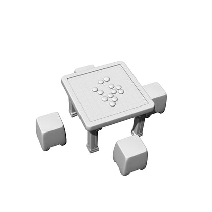 MRY-SFW LYTS543 3D Printed Chinese Stone Go Table & Stool Set, Unpainted White Resin, Miniature Dollhouse Diorama Accessories