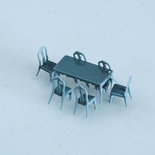 Yao's Studio LYTS002 Miniature Factory Building Military Car Railroad Track Accessory Props Diorama Scenery Long Dining Room Kitchen Table With 6 Chairs American Style Furniture