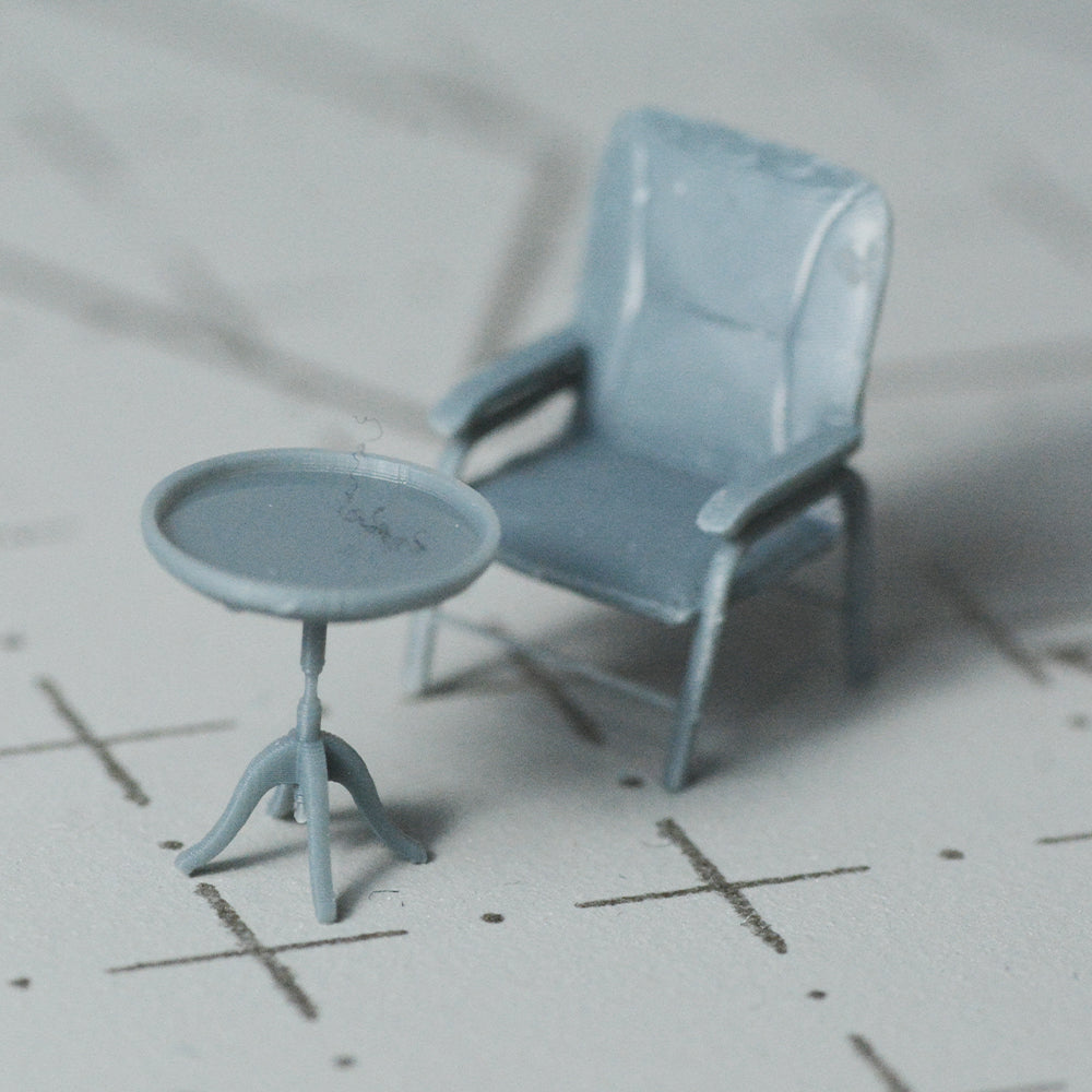 Yao's Studio LYTS006 Miniature Factory Building Military Car Railroad Track Accessory Props Diorama Scenery Tea Table And Chair For One Small Table And Chair Combination