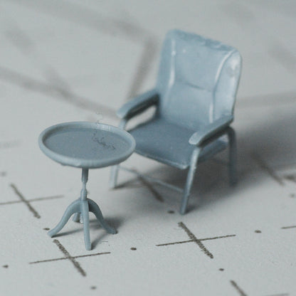 Yao's Studio LYTS006 Miniature Factory Building Military Car Railroad Track Accessory Props Diorama Scenery Tea Table And Chair For One Small Table And Chair Combination