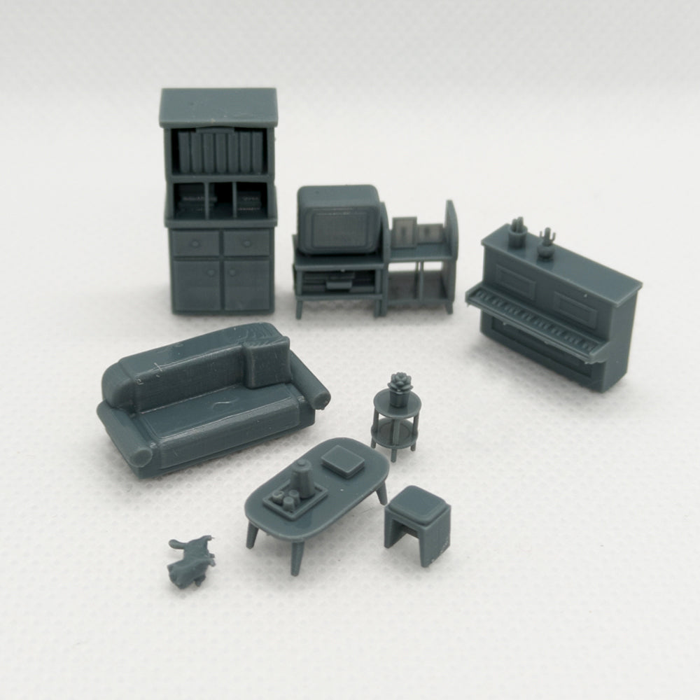 Yao's Studio LYTS017 Miniature Scene: Sofa, Home Appliances, Piano, Desk & Living Room Set