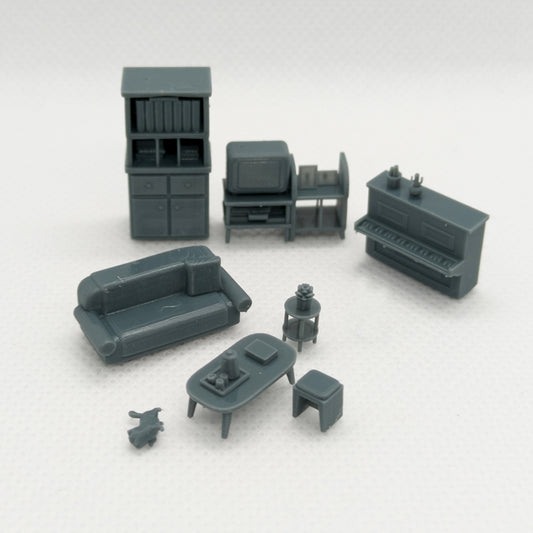 Yao's Studio LYTS017 Miniature Scene: Sofa, Home Appliances, Piano, Desk & Living Room Set