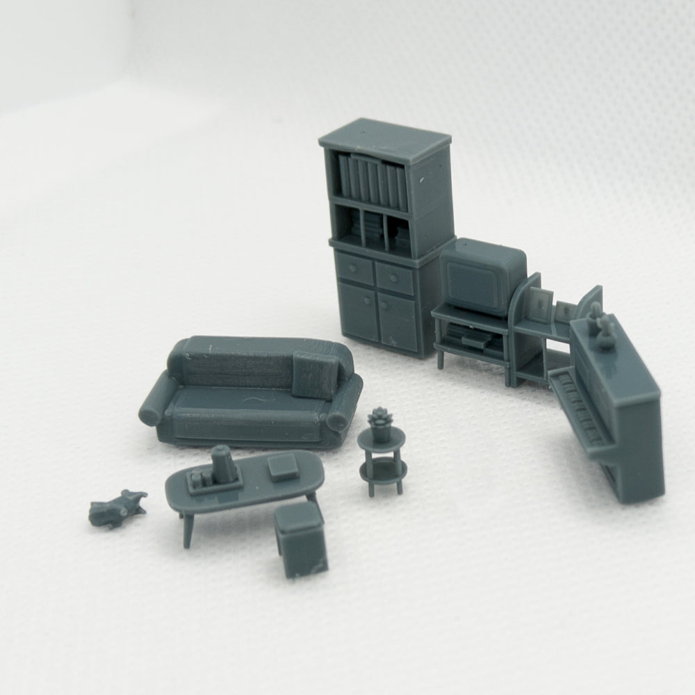 Yao's Studio LYTS017 Miniature Scene: Sofa, Home Appliances, Piano, Desk & Living Room Set